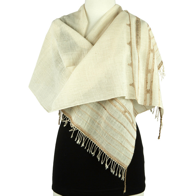 FF Shawl - Beige organic silk and wool shawl