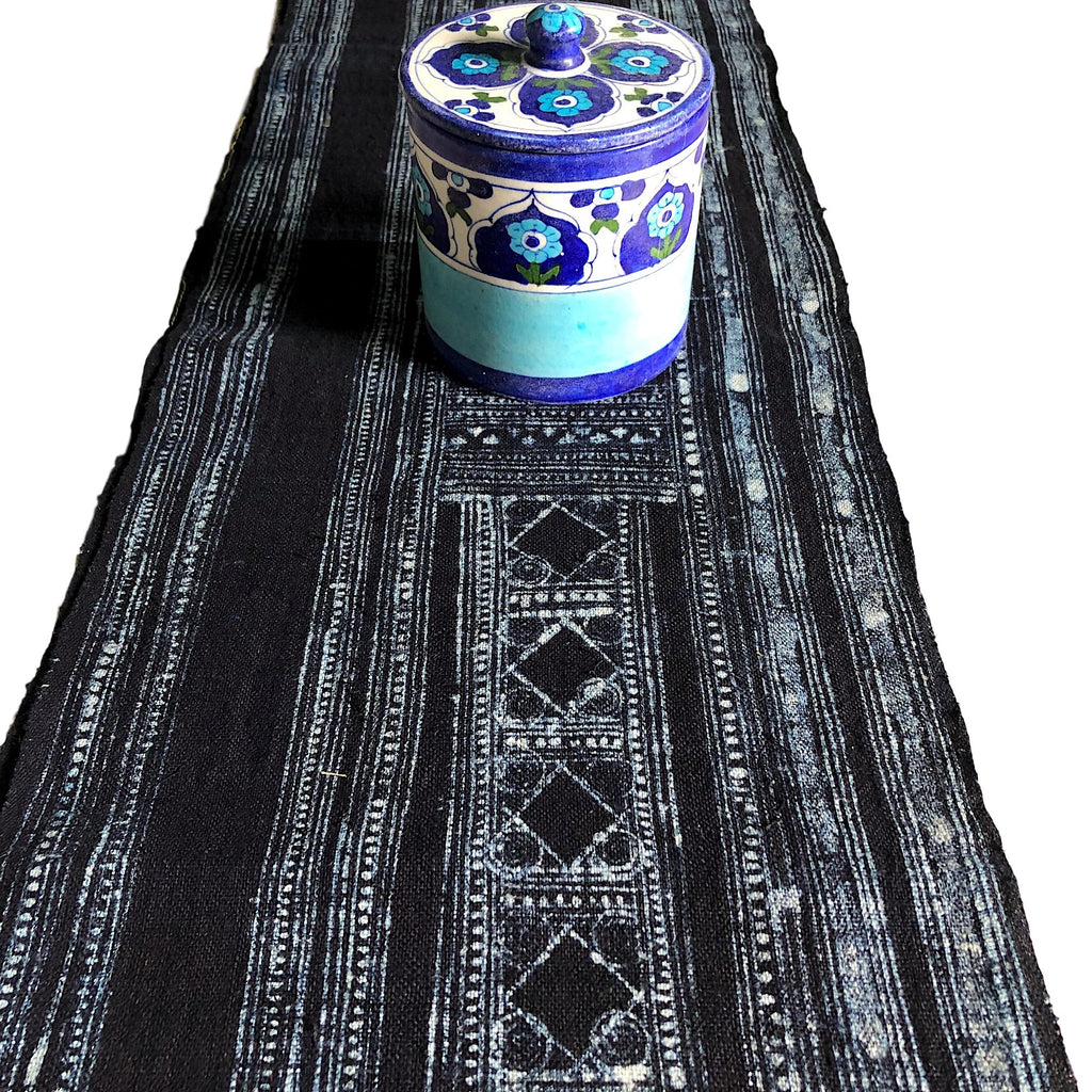 Sale!!! 2.0 Meters Long Hmong cotton Indigo Batik fabric,vintage cotton textiles,indigo hot cotton Table runner, Hmong skirt from Thailand(C8)