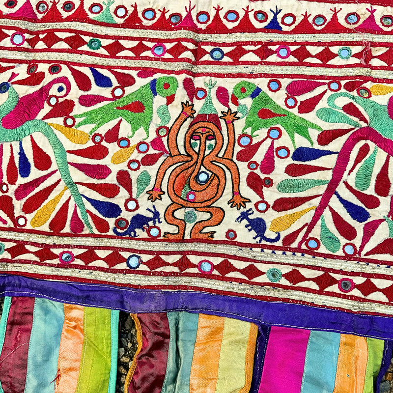 Hand embroidered Rabari tribal decor fabric toran- Pallu Design