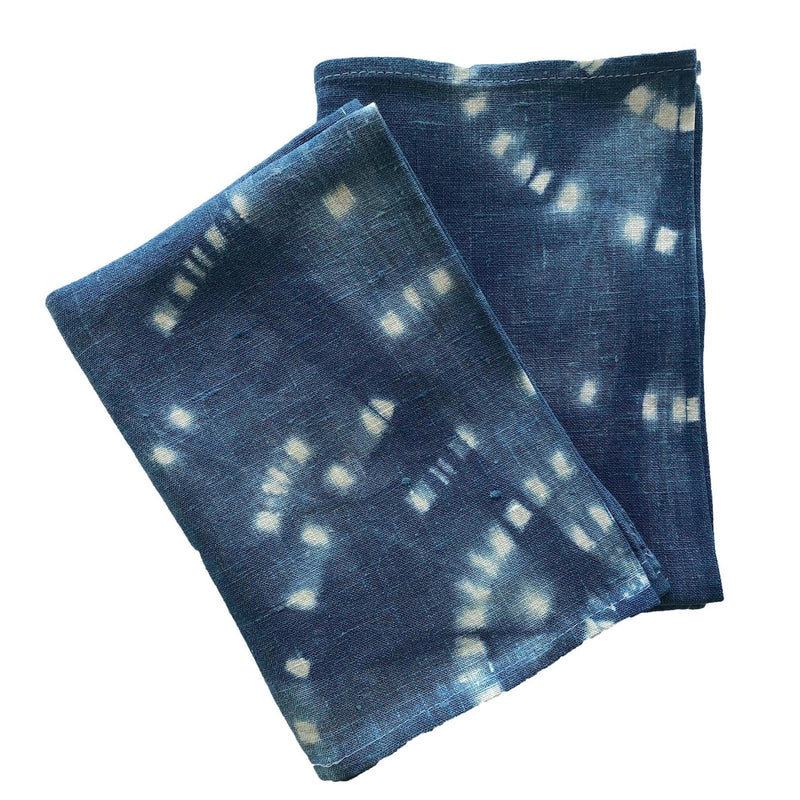 Indigo Shibori Linen Tea Towels - Set of 2: Firefly