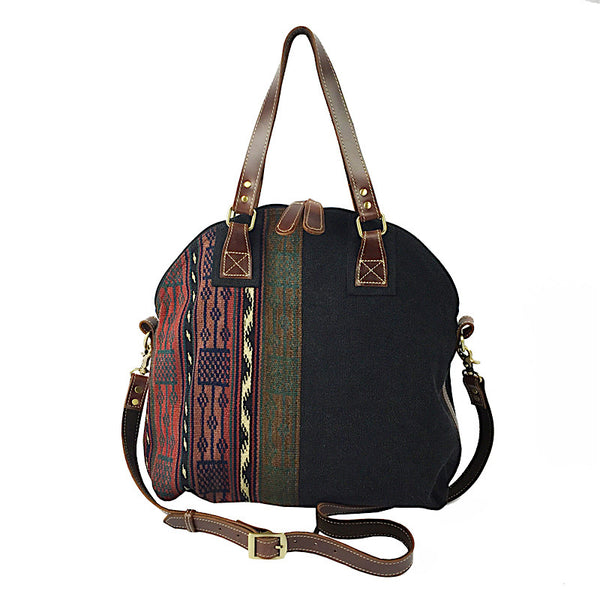 Kilim Rug and Washed Canvas Travel Bag - Black - Pallu Design