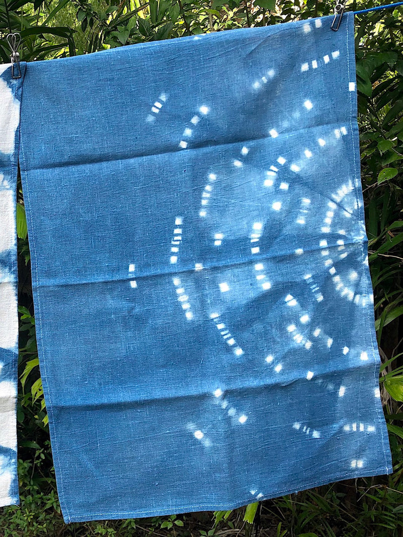 Indigo Shibori Linen Tea Towels - Set of 2: Firefly